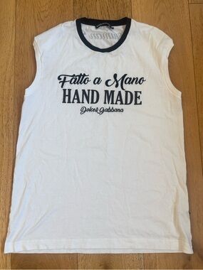 DOLCE & GABBANA FATTO A MANO HAND MADE OVERSIZE TANK TOP SHIRT SIZE IT 36 XS